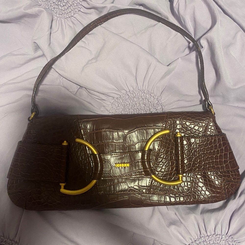 XOXO vintage Y2K brown faux crocodile shoulder bag